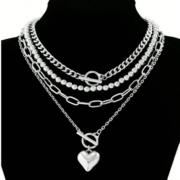 Luxe heart Toggle Bead Chain Necklace Set - Picture 6 of 6